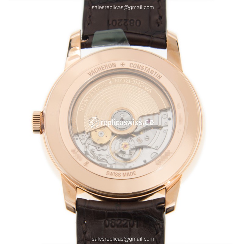 Vacheron Constantin 4010U/000R-B329 - Replica Watch - Automatic - 18kt Rose Gold - White Dial - Brown Leather Strap - View 3
