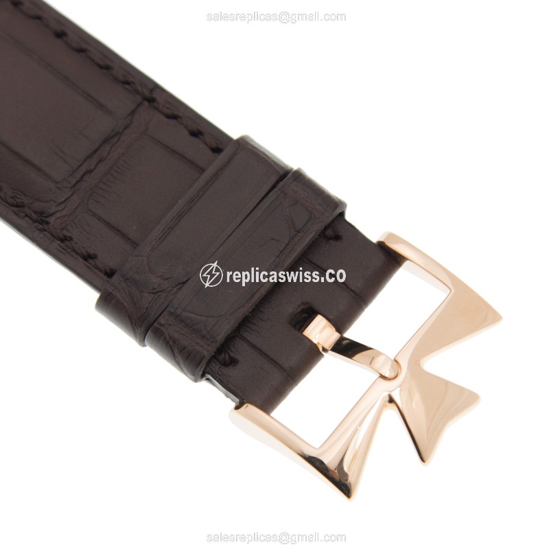 Vacheron Constantin 4010U/000R-B329 - Replica Watch - Automatic - 18kt Rose Gold - White Dial - Brown Leather Strap - View 4