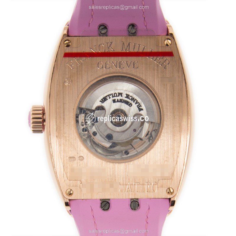 Franck Muller V32 SC AT FO 5N.RS Vanguard - 18kt Rose Gold - Automatic - White Dial on Pink Alligator Strap - View 3