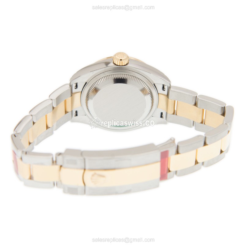 Rolex Lady Datejust Replica - Automatic - 18kt Gold & Diamond - Silver Dial, Gold & Steel Strap - View 4