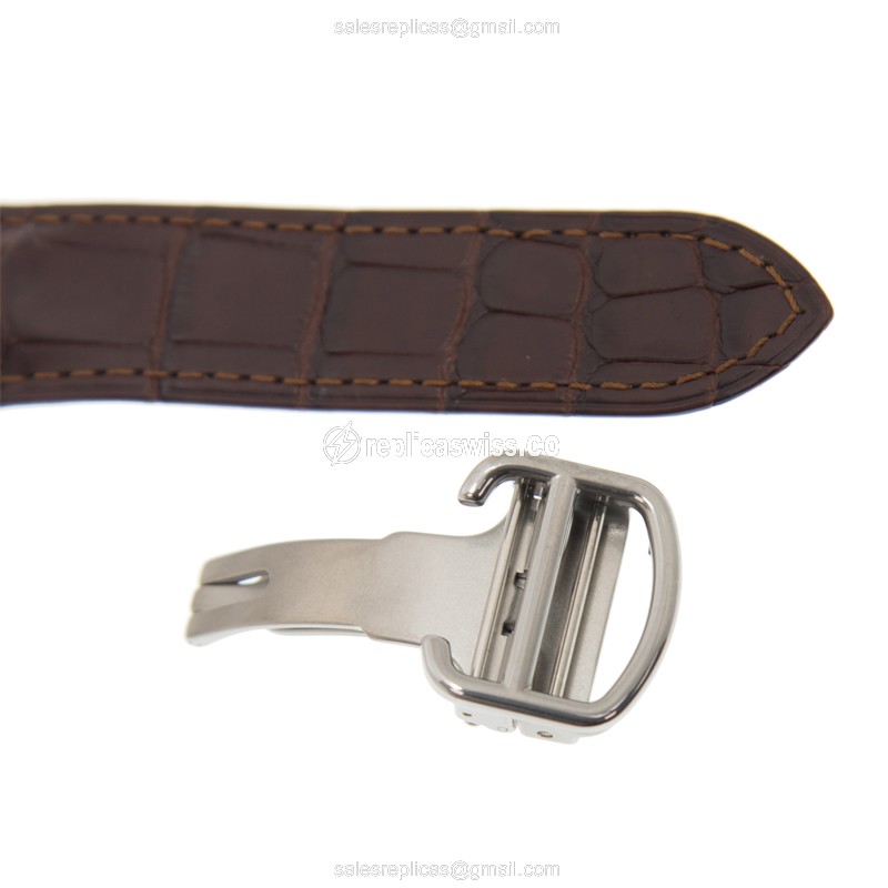 Cartier WSCA0002 Replica - Automatic - 18kt Rose Gold - Silver Dial - Brown Alligator Strap - View 4