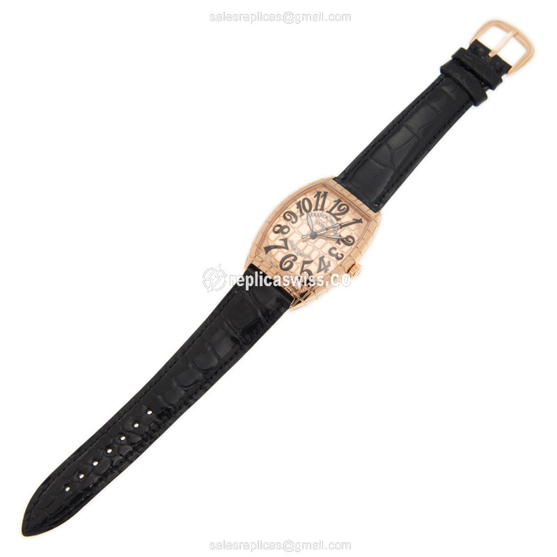 Franck Muller 6850B SC GOLD CRO Curvex Automatic 18kt Rose Gold Buckle Black Alligator Strap - View 2