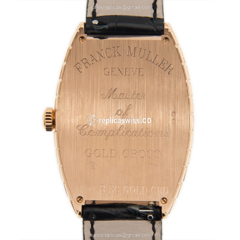 Franck Muller 6850B SC GOLD CRO Curvex Automatic 18kt Rose Gold Buckle Black Alligator Strap - View 3