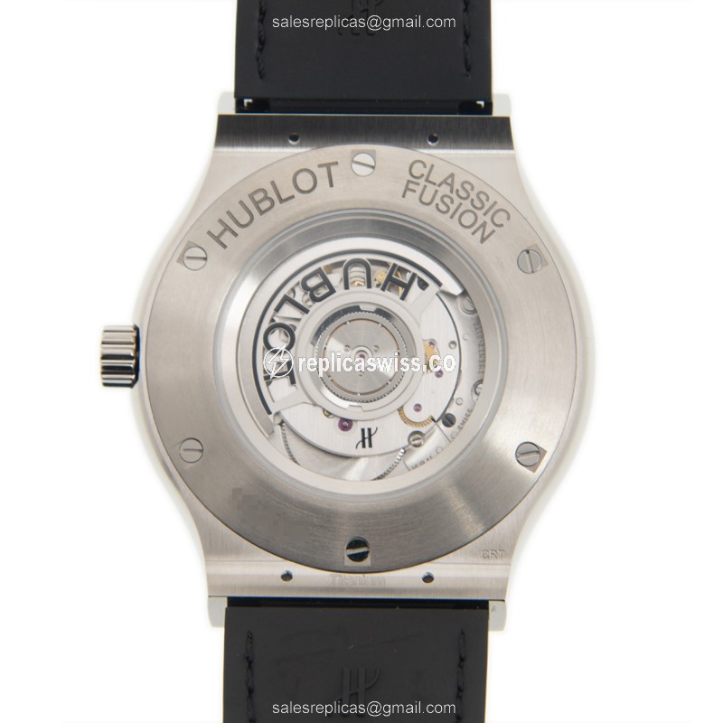 Hublot Classic Fusion Replica - Automatic - Titanium Case - Black Dial - Rubber Strap - View 3