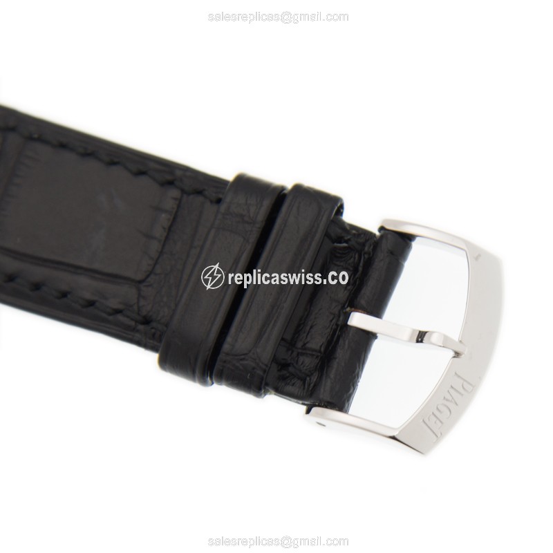 Piaget ALTIPLANO Replica - Manual - 18kt White Gold - Diamond - Silver Dial - Black Alligator Strap - View 4