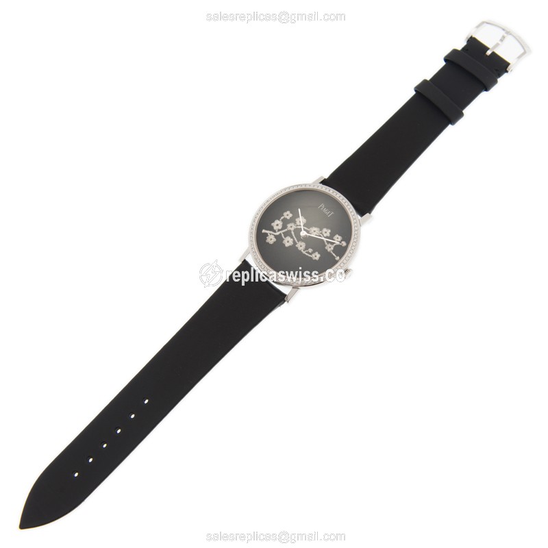 Piaget ALTIPLANO Replica - Manual - 18kt White Gold - Diamond - Black - Satin Black Buckle - View 2
