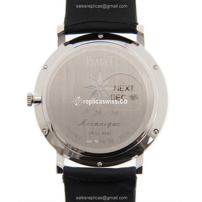 Piaget ALTIPLANO Replica - Manual - 18kt White Gold - Diamond - Black - Satin Black Buckle - View 3
