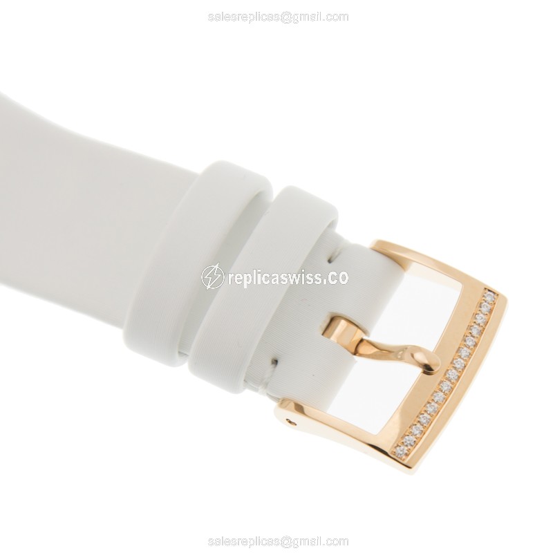 Piaget Limelight Quartz 18kt Rose Gold - Diamond Dial - Buckle Clasp - White Satin Strap - View 4