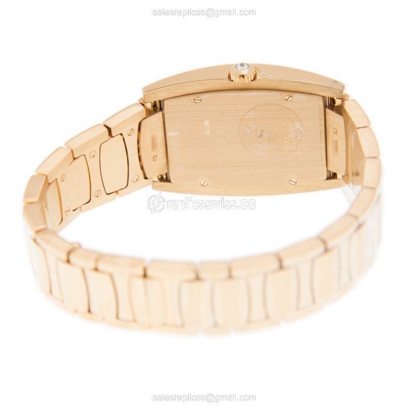 Piaget LIMELIGHT Quartz 18kt Rose Gold & Diamond - White Dial - Gold Strap - View 4