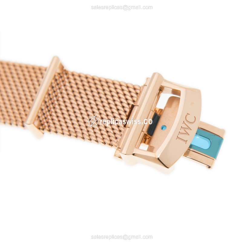 IWC Portofino Replica - Automatic - 18kt Rose Gold Case - White Dial - Gold Strap - View 4