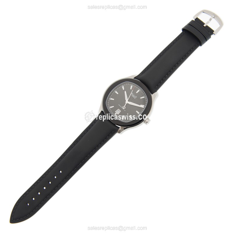 Piaget POLO Replica - Automatic - Black Dial - Leather Strap - Buckle Clasp - View 2