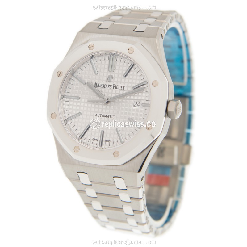 Audemars Piguet Royal Oak Replica - Automatic - 950 Platinum - White Dial - Silver Clasp - View 3