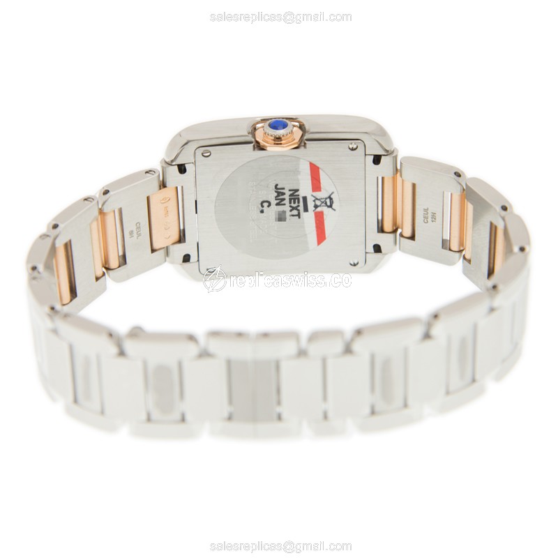 Cartier WT100032 TANK Quartz Steel - Silver Dial - Gold Clasp - 20mm - View 4