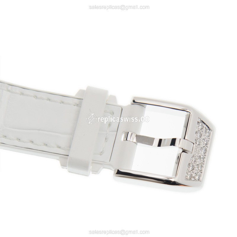 Franck Muller V 32 SC AT FO COL DRM D CD Vanguard Automatic - Diamond Case, Silver Dial, Leather Strap - View 4