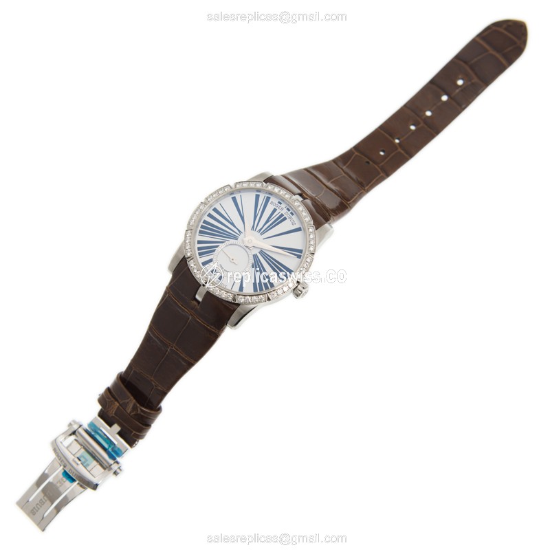 Roger Dubuis DBEX0463 EXCALIBUR - Automatic - Stainless Steel & Diamond - White Dial - Brown Alligator Strap - View 2