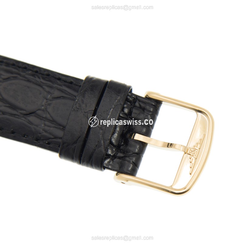 Longines Presence Replica - Automatic PVD Gold - White Dial, Black Alligator Strap - View 4