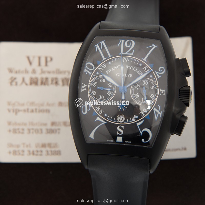 Franck Muller 9080 CC MARINER Replica - Automatic - Steel - Black Dial, Rubber Strap - View 4