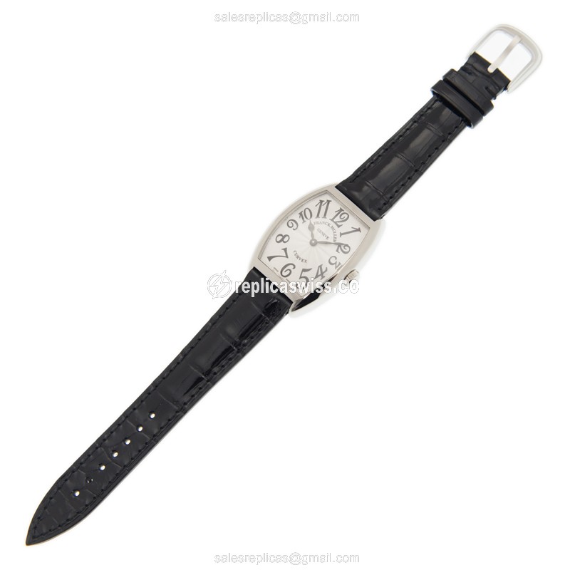 Franck Muller 7502 QZ Quartz Steel - Silver Dial - Black Alligator Buckle - View 2
