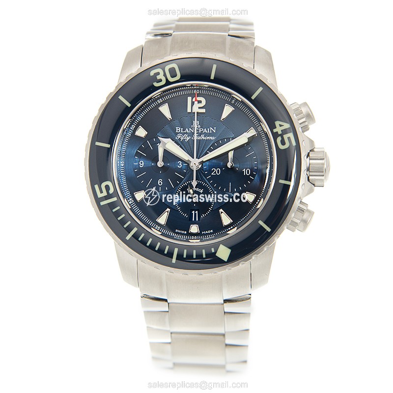 Blancpain 5085FB-1140-71B Replica - Automatic - Blue Dial - Steel Case - Silver Band - View 2
