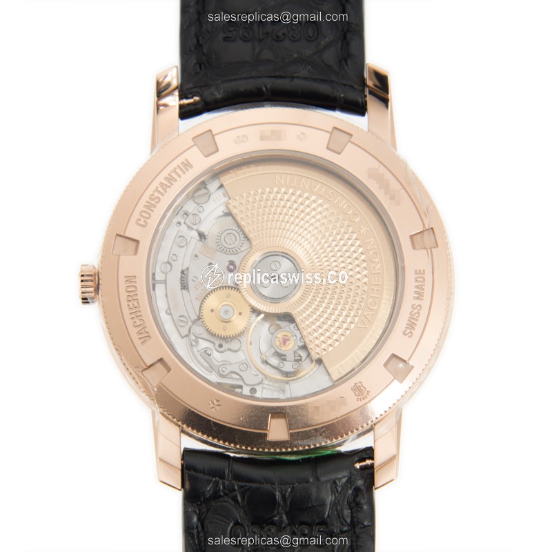 Vacheron Constantin 87172/000R-B403 - Automatic - 18kt Rose Gold - Black Dial - Alligator Black Strap - View 3