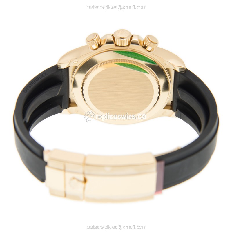 Rolex Daytona Replica - Automatic - 18kt Gold - Black Dial, Rubber Strap - View 4