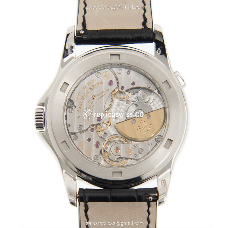 Patek Philippe 5130/10P-010 Complications - Automatic - Platinum Case - Silver Dial - Black Leather Strap - View 3