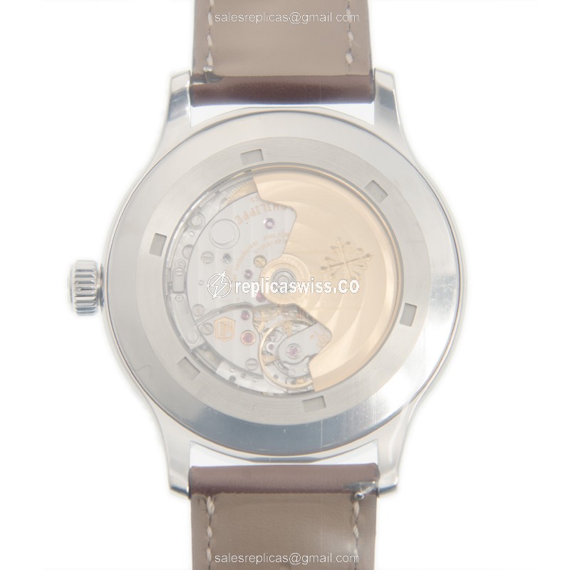 Patek Philippe 5522A-001 CALATRAVA Automatic - Blue Dial - Steel Case - Brown Cowhide Strap - View 3