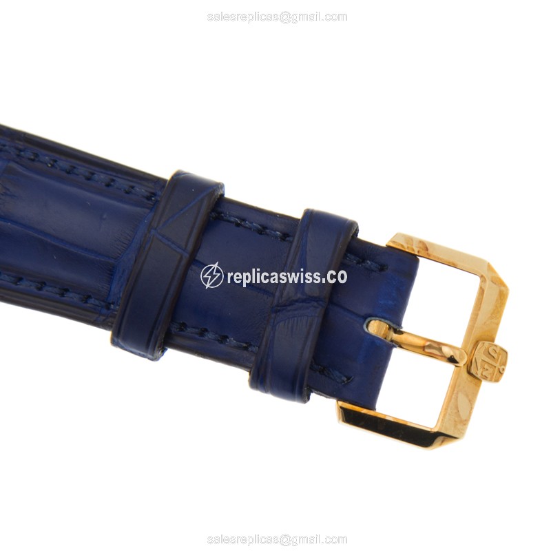 Ulysse Nardin 136-11/FLC Replica - Automatic 18kt Rose Gold - Blue Dial - Blue Alligator Strap - View 4
