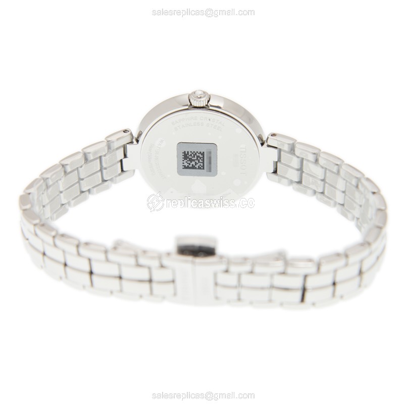 Tissot Flamingo Quartz - White Dial - Steel Case - Silver Strap - Clasp - View 4