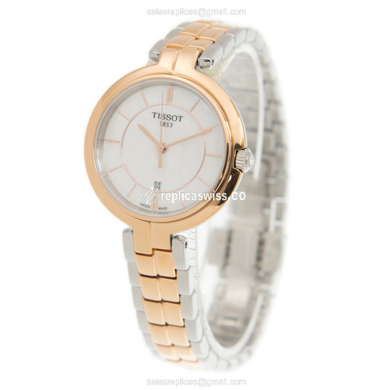 Gold-Plated Tissot T094.210.22.111.00 Replica - Quartz - White Dial - Steel Strap - Gold Clasp - View 3