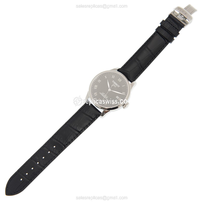 Automatic Tissot T-CLASSIC - Black Dial - Leather Strap - Clasp - 40mm - View 2