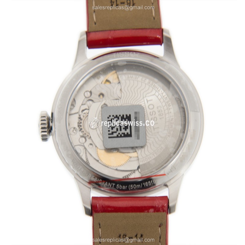 Rolex T-Classic Replica - Auto - Steel - White - Red Strap - View 3