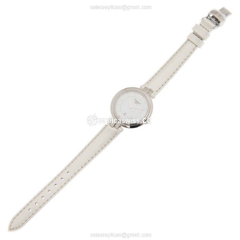 Rolex T094.210.16.011.00 Replica - Quartz - Stainless Steel - White Dial - Leather Strap - View 2