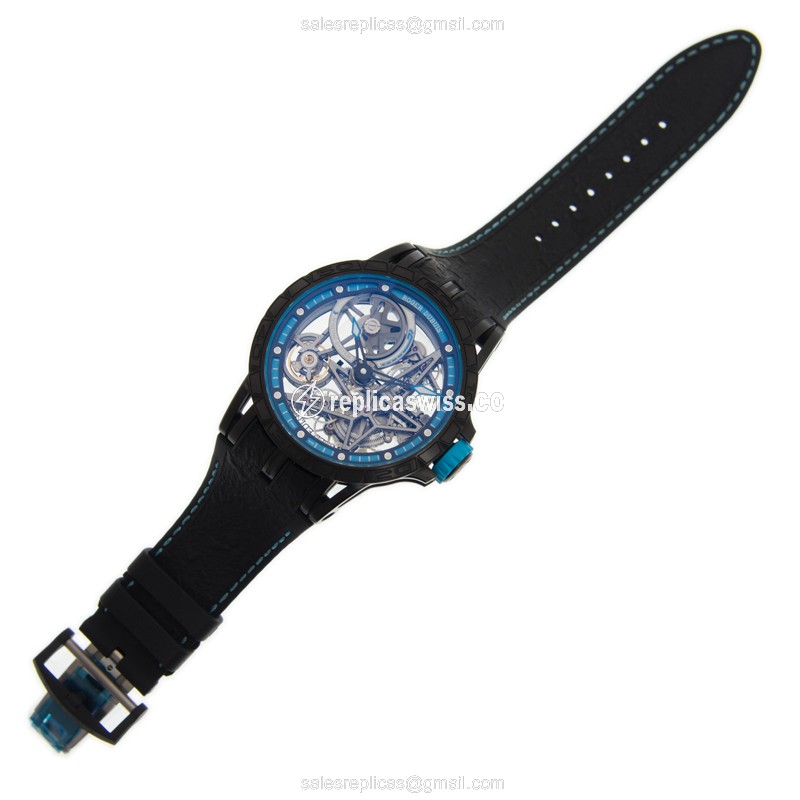 Roger Dubuis RDDBEX0575 Replica - Automatic Titanium Case - Skull Dial - Black Rubber Strap - View 2