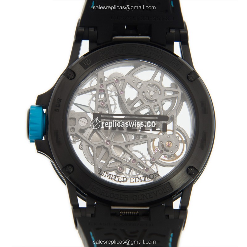 Roger Dubuis RDDBEX0575 Replica - Automatic Titanium Case - Skull Dial - Black Rubber Strap - View 3