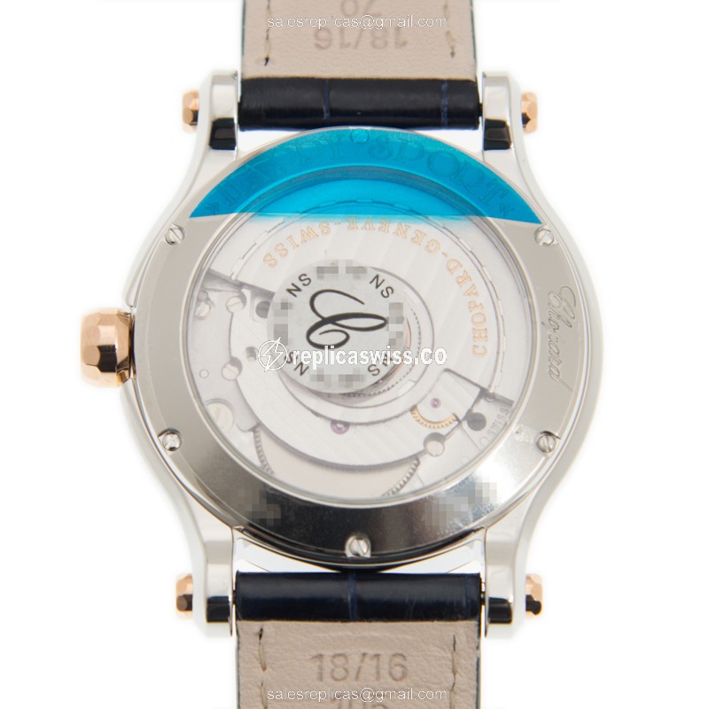 Chopard Happy Sport Replica - Automatic - 18kt Rose Gold - Steel Case - White Dial - View 3