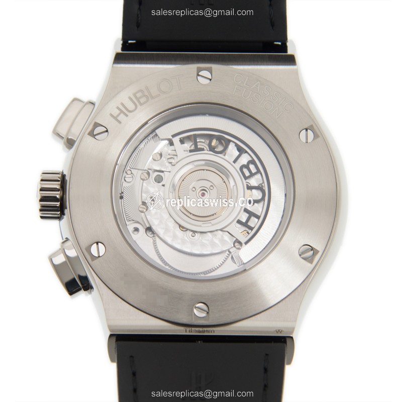 Hublot Classic Fusion Replica - Automatic - Titanium Case - Black Dial - Black Alligator Strap - View 3