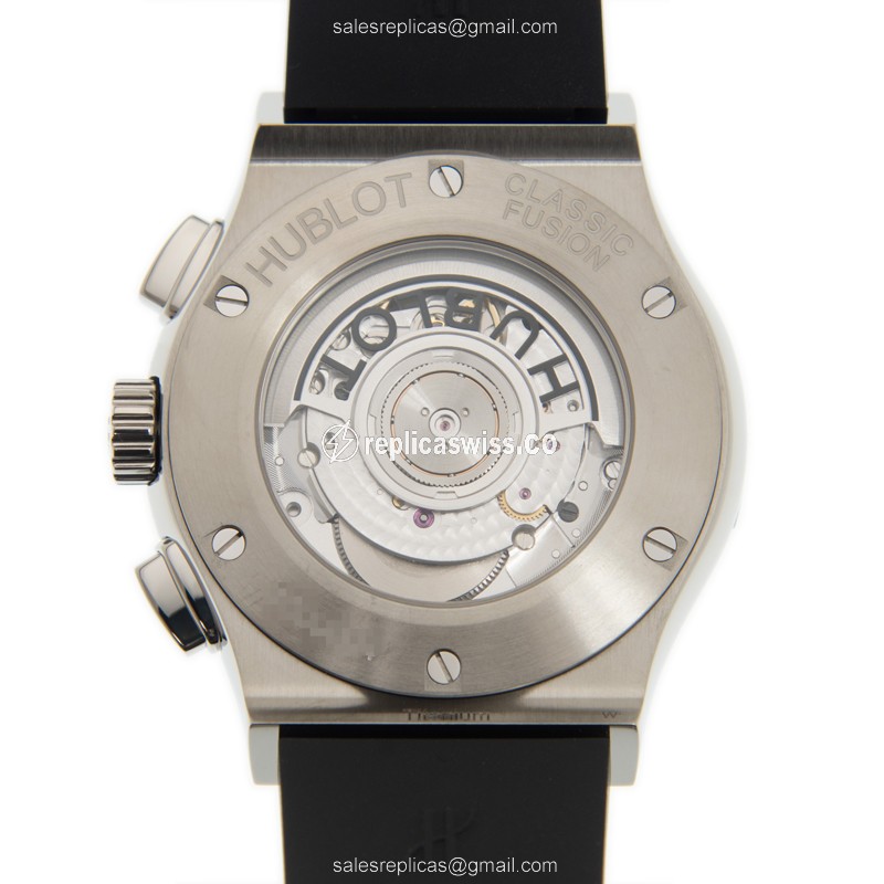 Hublot Classic Fusion Replica - Automatic - Titanium Case - Black Dial - Black Rubber Strap - View 3