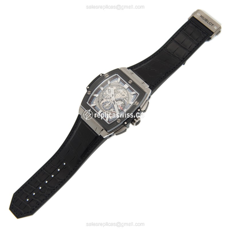 Hublot Spirit of Big Bang Replica - Automatic - Titanium Case - Gray Dial - Black Alligator Strap - View 2