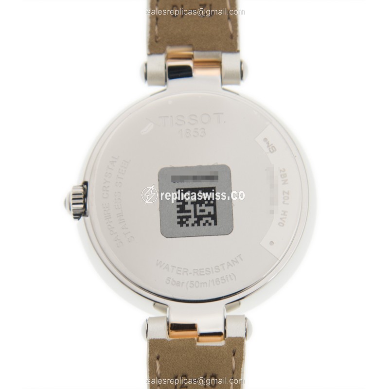 Tissot Flamingo Quartz 18kt Gold - White Dial - Leather Strap - White Clasp - View 3
