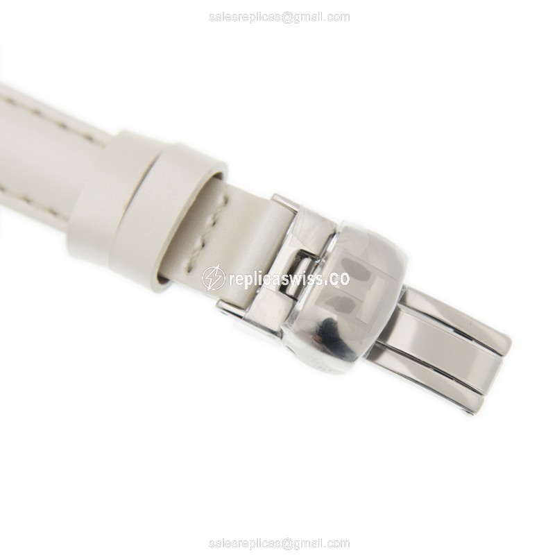 Tissot Flamingo Quartz 18kt Gold - White Dial - Leather Strap - White Clasp - View 4