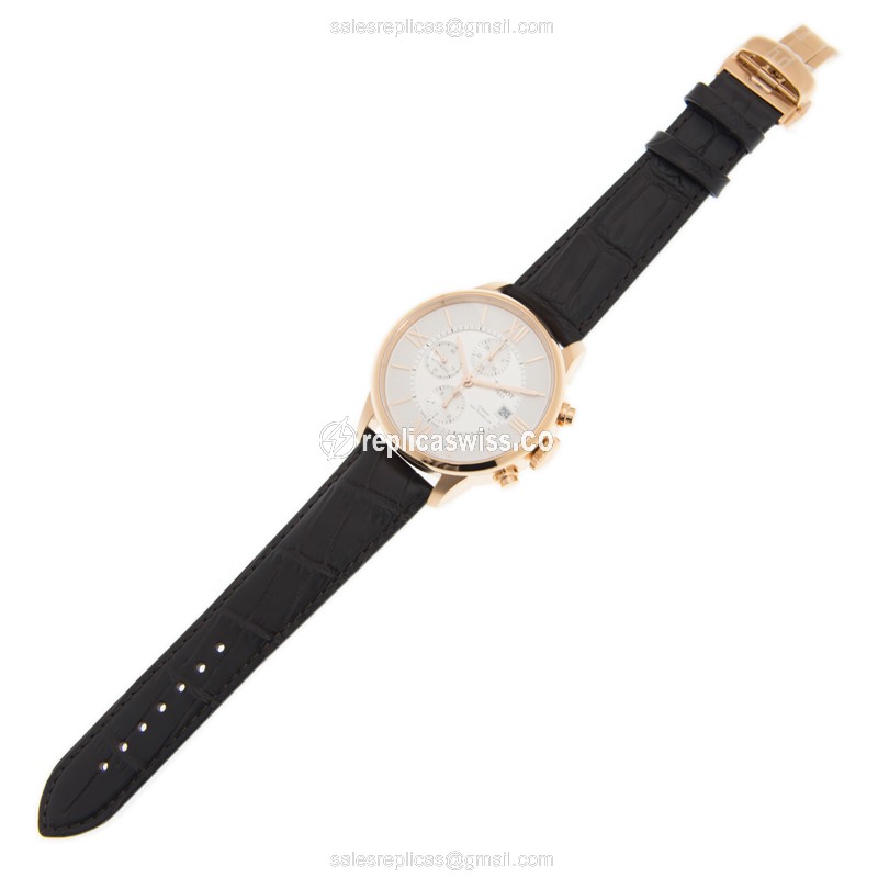 Rolex T-CLASSIC Replica - Automatic - 18kt Rose Gold - Silver Dial - Brown Alligator Strap - View 2