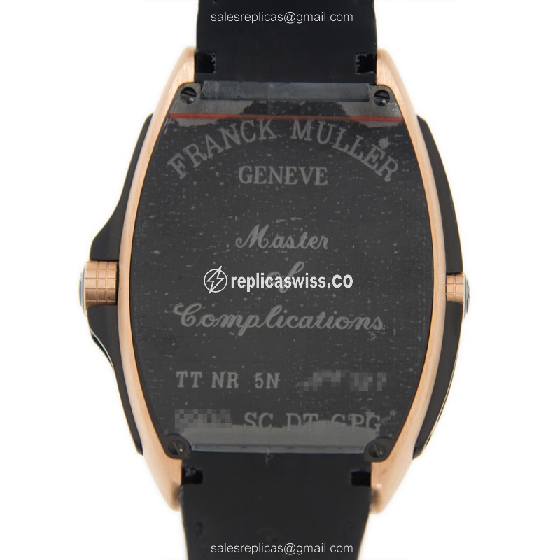 Franck Muller Conquistador Replica - Automatic - 18kt Rose Gold - Black Dial, Alligator Strap - View 3