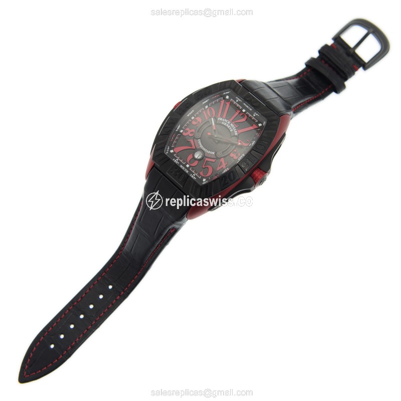 Franck Muller Conquistador GPG Replica - Automatic - Black Dial - Stainless Steel Case - Alligator Black Strap - View 2