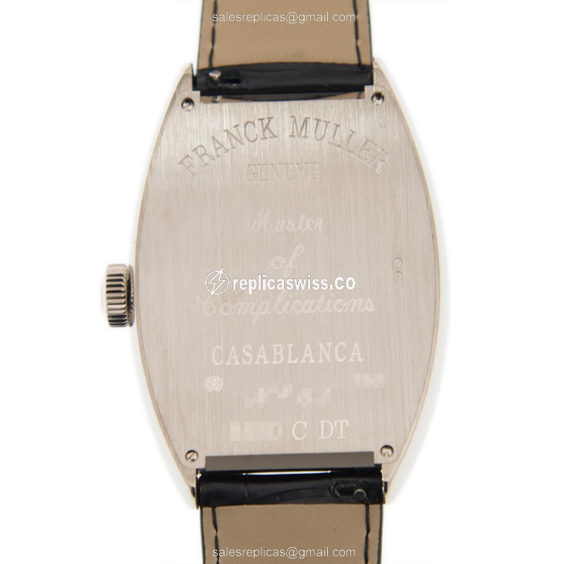 Franck Muller 8880 C DT CASABLANCA OG CINTREE CURVEX Replica - Automatic - 18kt Gold Case - Silver Dial - Black Alligator Strap - View 3