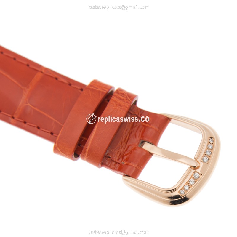 Franck Muller 5851 M SC COL DRM D 1R - Auto 18kt Rose Gold & Diamond - Silver Dial - Orange Alligator Buckle - View 4