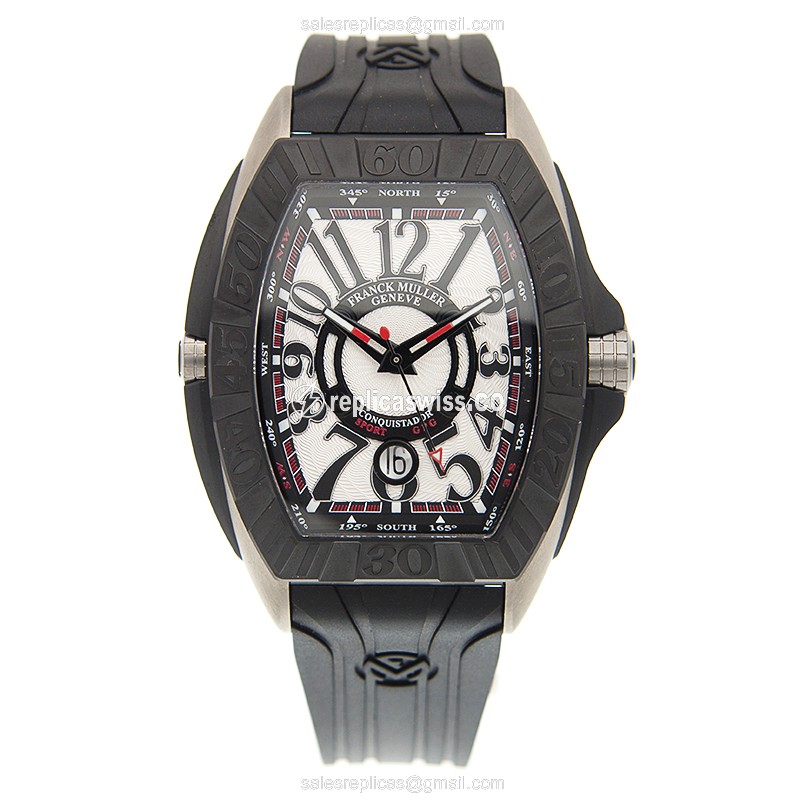 Franck Muller Conquistador Replica - Stainless Steel - Automatic - Silver Dial on Black Alligator Strap - View 2