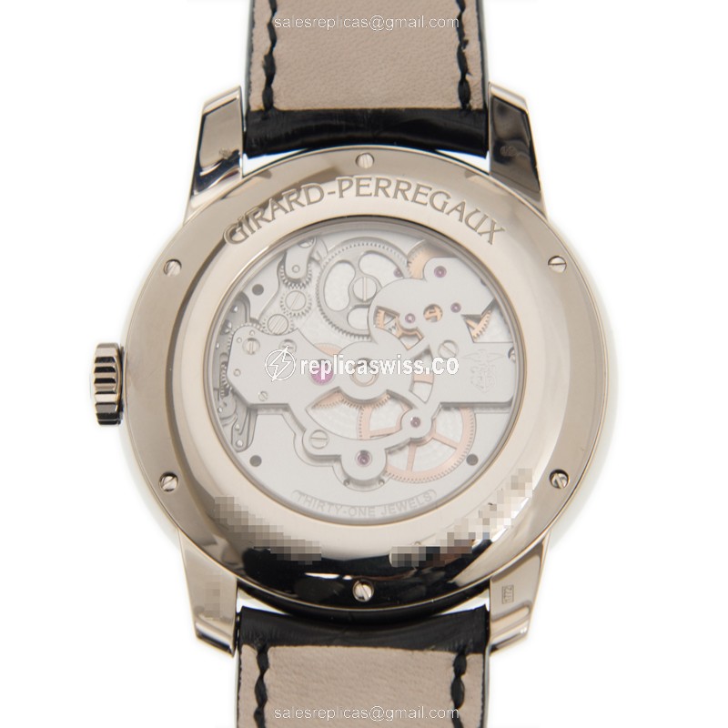 Girard Perregaux BRIDGES 99193B53A Replica - Automatic - White Gold - Diamond - Silver Dial - Alligator Black Strap - View 3
