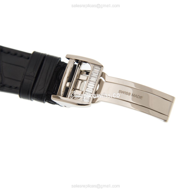 Girard Perregaux BRIDGES 99193B53A Replica - Automatic - White Gold - Diamond - Silver Dial - Alligator Black Strap - View 4