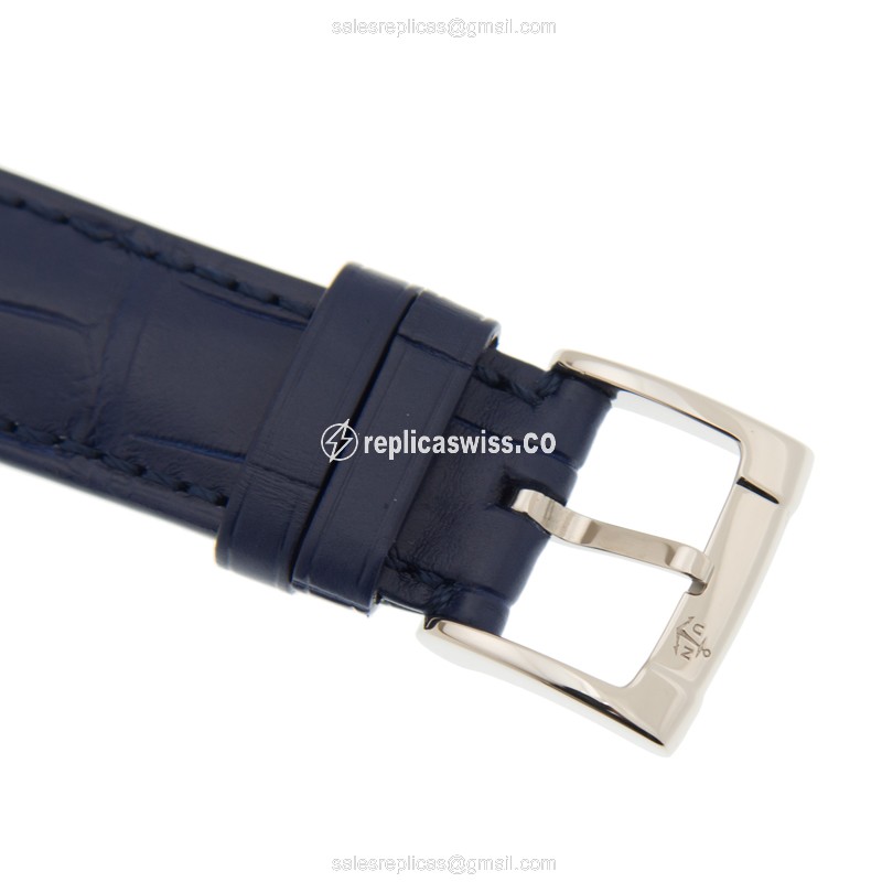Ulysse Nardin Classic 8150-112/PB - Auto 18kt White Gold - Blue Dial & Diamond - Blue Alligator Buckle - View 4